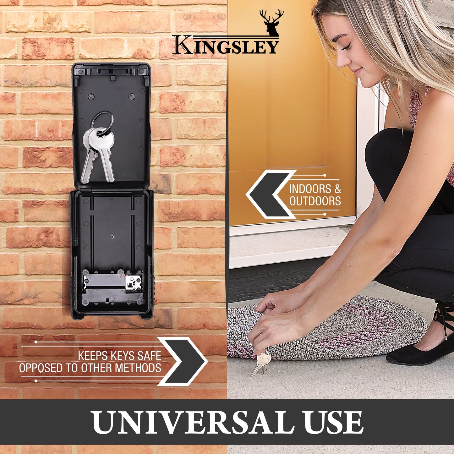 Key Lock Box - Guard-A-Key, Secure Weatherproof Key Box Wall Mount for Indoors and Outdoors, 4 Digit Resettable Combination Code, Large Capacity for Storing Spare Keys