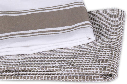 Kitchen Towels|2 Stripe + 2 Waffle Cotton Dish Towels for Drying Dishes|28X20 Inch Kitchen Hand Towels,Tea Towels,Dish Towels for Kitchen|Quick Drying Absorbent Fall Kitchen Towels|Beige