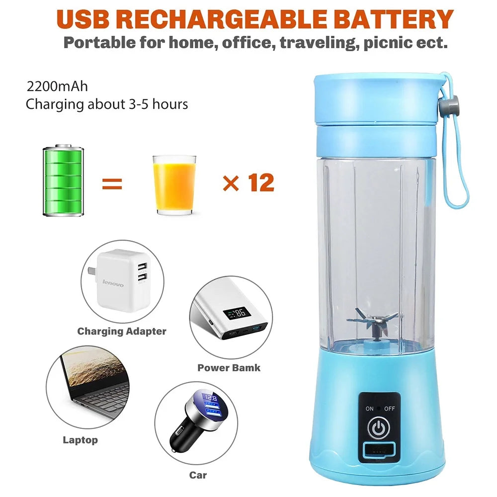380Ml Electric Juicer Bottle, Fruit Vegetable Blender, Portable Smoothie Maker Mixer Bottle, Rechargeable Blender Bottle, Purple