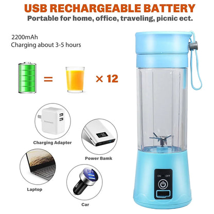 380Ml Electric Juicer Bottle, Fruit Vegetable Blender, Portable Smoothie Maker Mixer Bottle, Rechargeable Blender Bottle, Purple