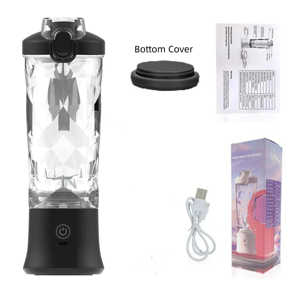 New 4000Mah Portable Juicer Cup 600ML Large Capacity 10-Leaf Blade Powerful Motor Fast Stirring Blender Mixer Outdoor Mixing Cup