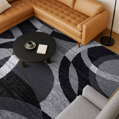 Contemporary Abstract Circles Perfect for High Traffic Areas of Your Living Room,Bedroom,Home Office,Kitchen Area Rug 6'6" X 9' Gray