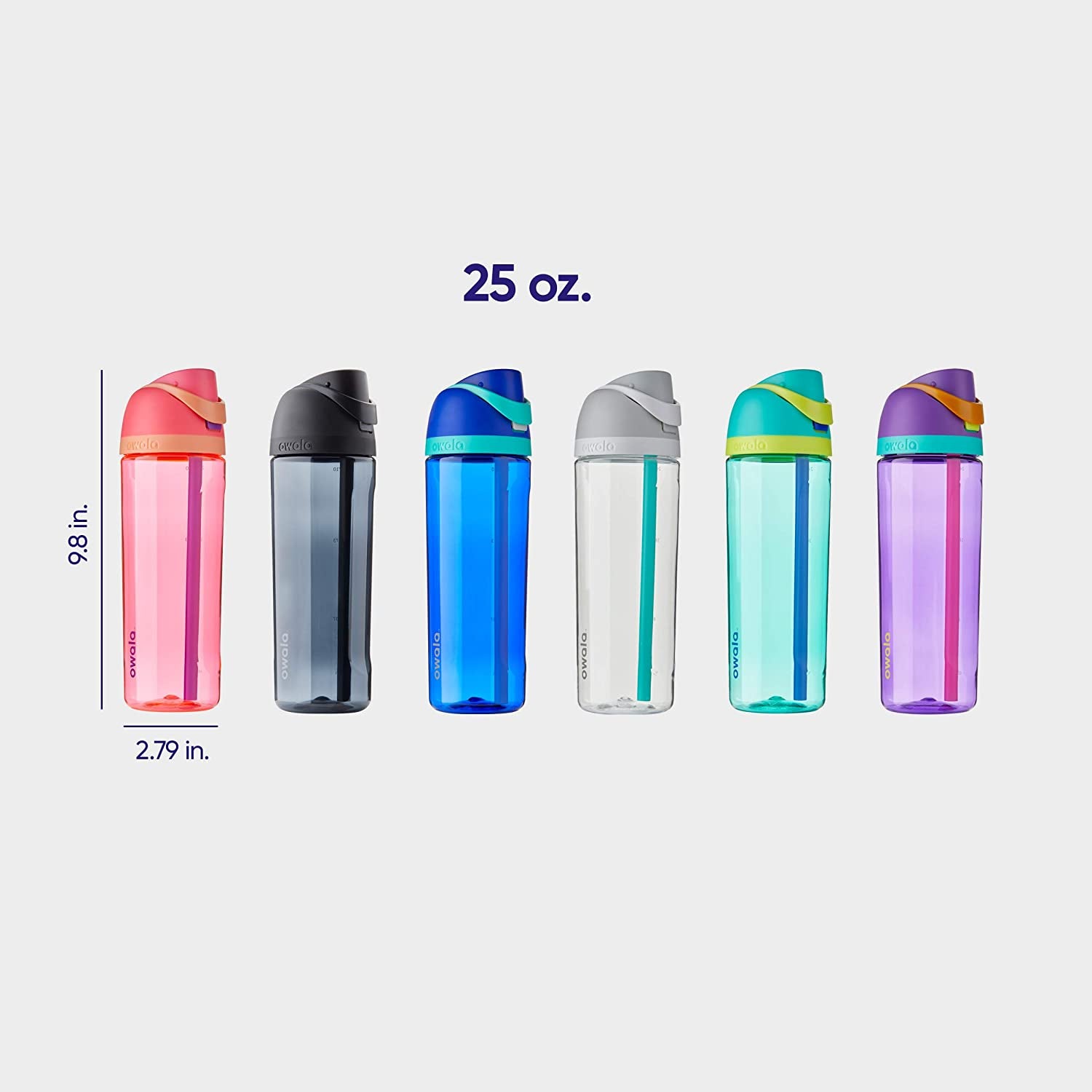 Owala Freesip Clear Tritan Plastic Water Bottle with Straw, Bpa-Free Sports Water Bottle, Great for Travel, 25 Oz, Shy Marshmallow